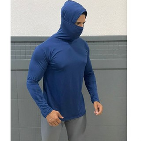 Camisa Térmica Masculina Manga Longa Com Capuz e Balaclava Touca Ninja Proteção Solar e Frio