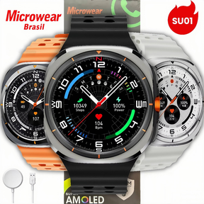 Relógio Smartwatch SU01 47mm GPS Integrado Responde WHATSAPP em AUDIO TELA SUPER AMOLED MICROWEAR Lançamento 2025