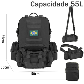 New Hawaii 55L Mochila Militar Tática Masculina,Mochila Grande para Acampamento Destacável