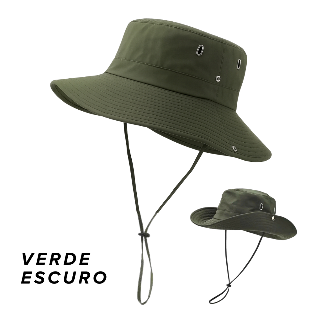 Chapéu de Sol Trilha Camping Masculino Feminino Tactel Proteção UV 50+ Dobrável Chapeu Camping