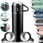 caneca Kit Garrafa Térmica Vacuum Bottle Inox 500ml 3 Xícaras para Bebidas Quentes ou Frias Presente de Dia dos Pais