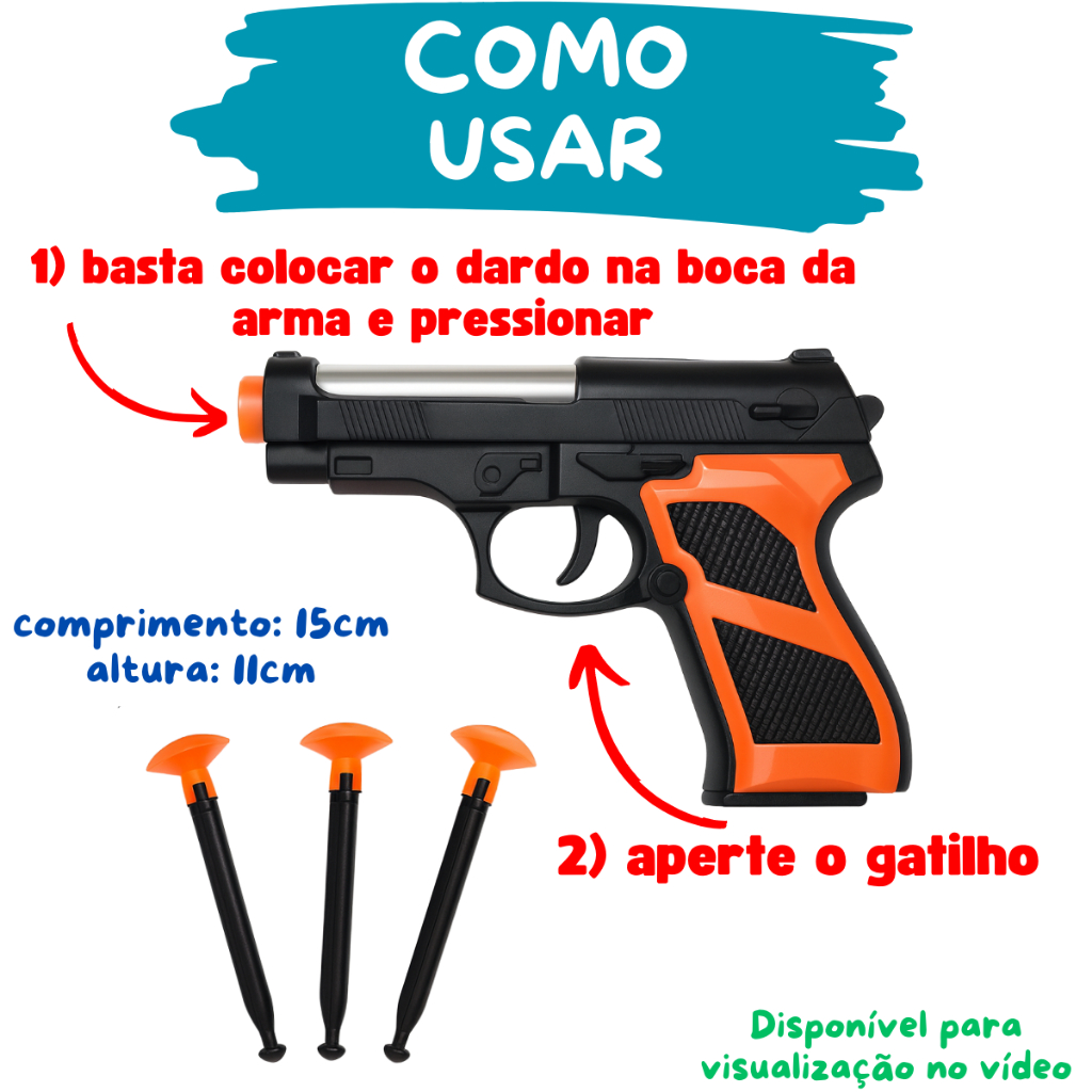 KIT C/ 5 Arminha de Brinquedo Lança Dardos Colantes Criança Menino