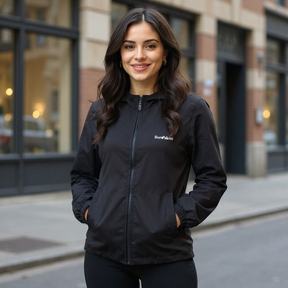 Jaqueta Forrada Corta Vento Feminina Capuz Impermeável Casaco Otriginal Academia Bordbless