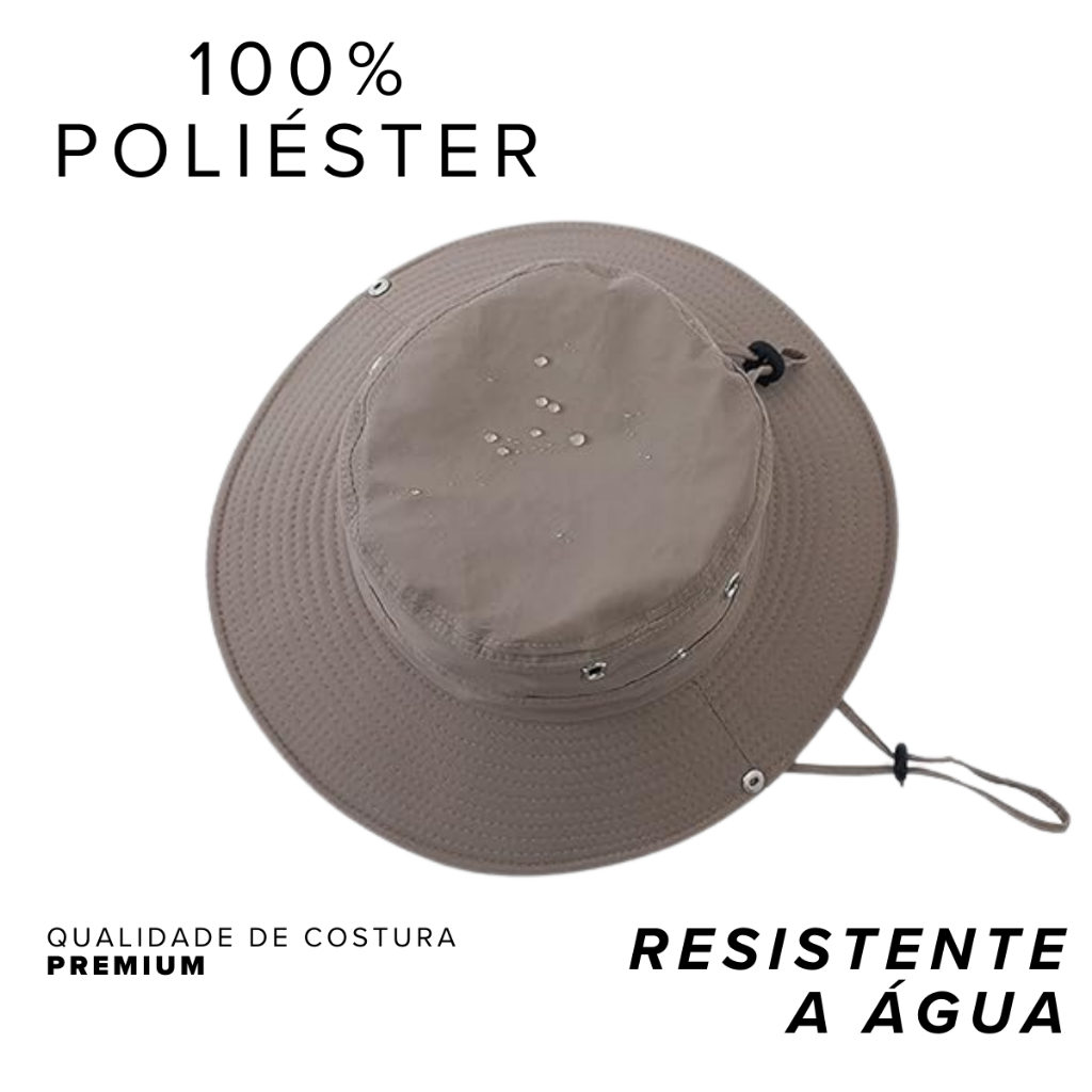 Chapéu de Sol Trilha Camping Masculino Feminino Tactel Proteção UV 50+ Dobrável Chapeu Camping