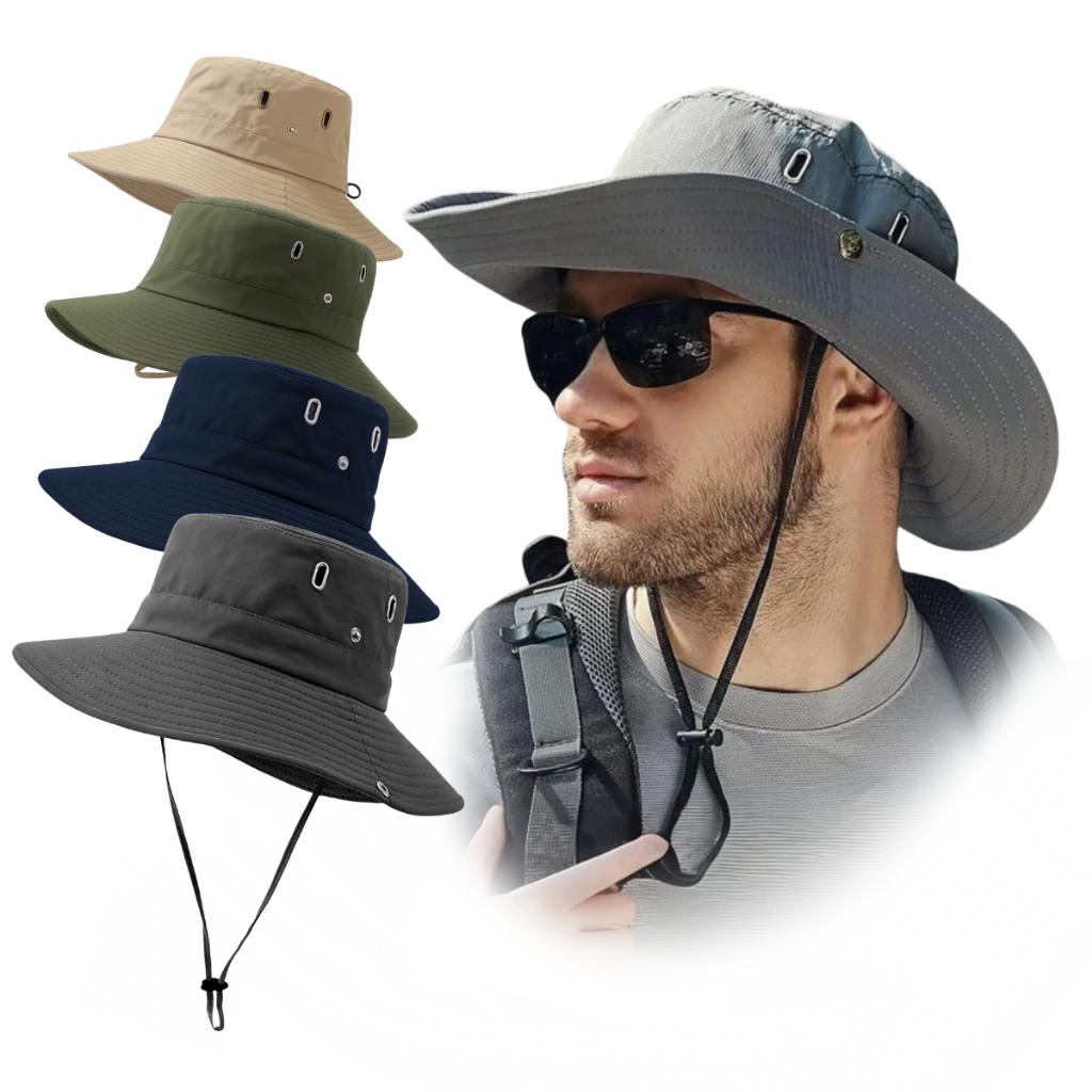 Chapéu de Sol Trilha Camping Masculino Feminino Tactel Proteção UV 50+ Dobrável Chapeu Camping