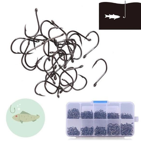 Kit Pesca 1200 Anzóis Chinu nos Tamanhos 3 ao 12 com Estojo de Armazenamento