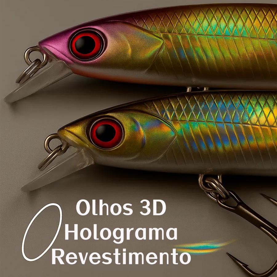 Kit 15 Iscas Artificiais Importadas 1/2 Meia Água de 9 cms e 8,5 gramas Pesca Truta Peixe Realista Anzol Duplo