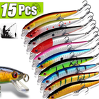 Kit 15 Iscas Artificiais Importadas 1/2 Meia Água de 9 cms e 8,5 gramas Pesca Truta Peixe Realista Anzol Duplo
