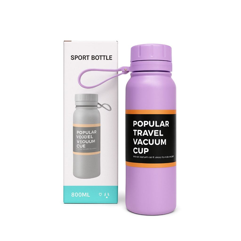 Garrafa Térmica 800ml em Aço Inoxidavel Modelo Travel à Vácuo Esportes Quente & Frio