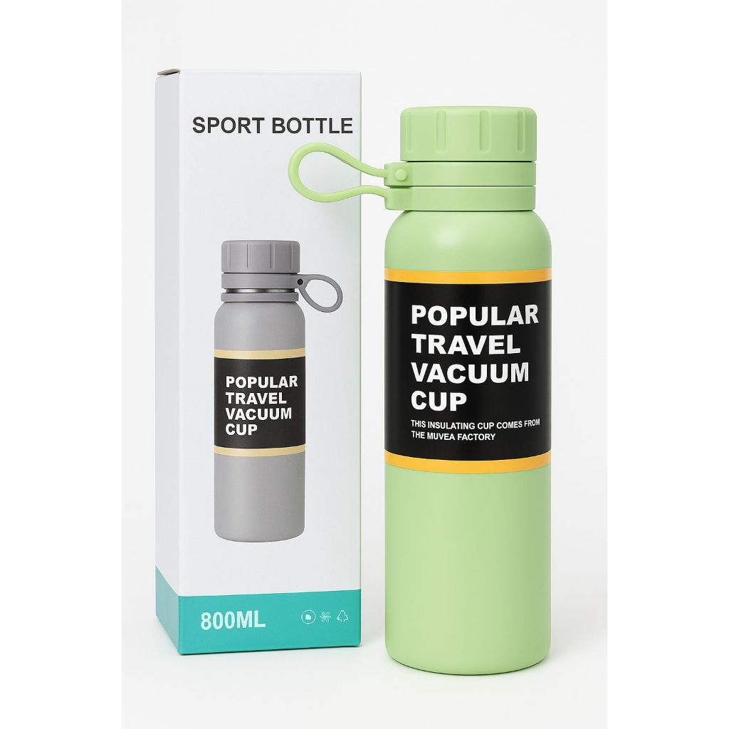 Garrafa Térmica 800ml em Aço Inoxidavel Modelo Travel à Vácuo Esportes Quente & Frio