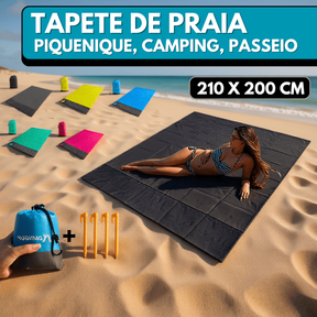 Tapete de Praia Impermeável 210 x 200 cm A Prova de D'água Para Piquenique Acampamento