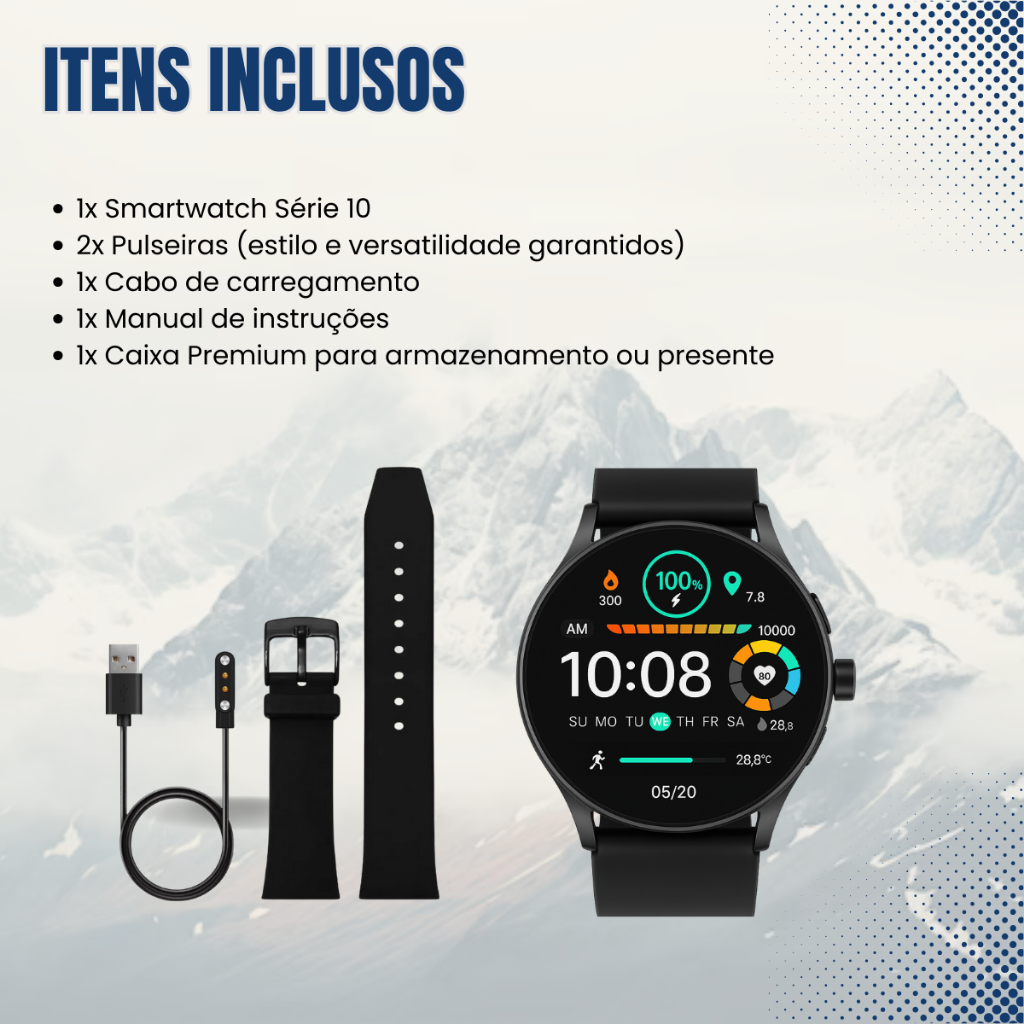 Relógio Smartwatch Inteligente Resistente a Água Com 2 Pulseiras