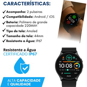 Relógio Smartwatch Inteligente Resistente a Água Com 2 Pulseiras