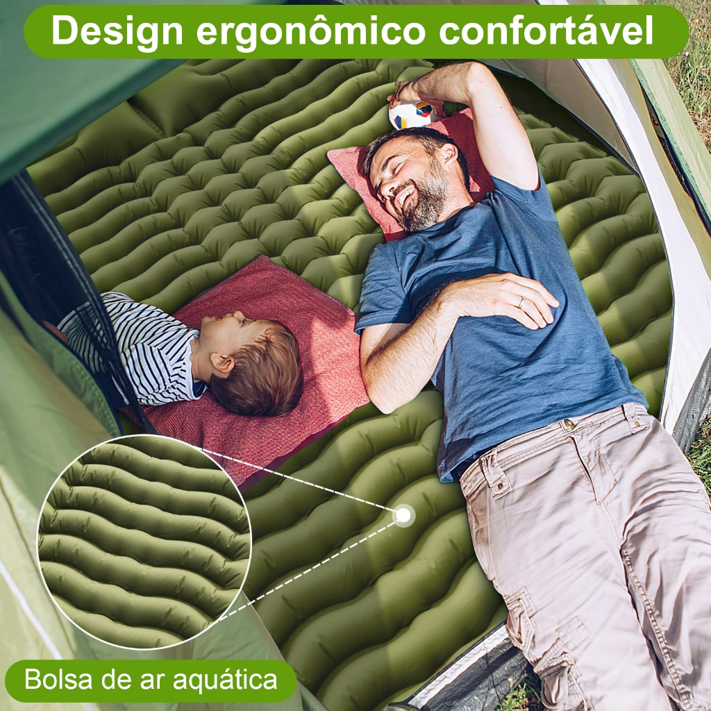 Colchão Inflável 203x136x10cm Automático De Casal Sleeping Pad Ar Externo Portátil De Acampamento