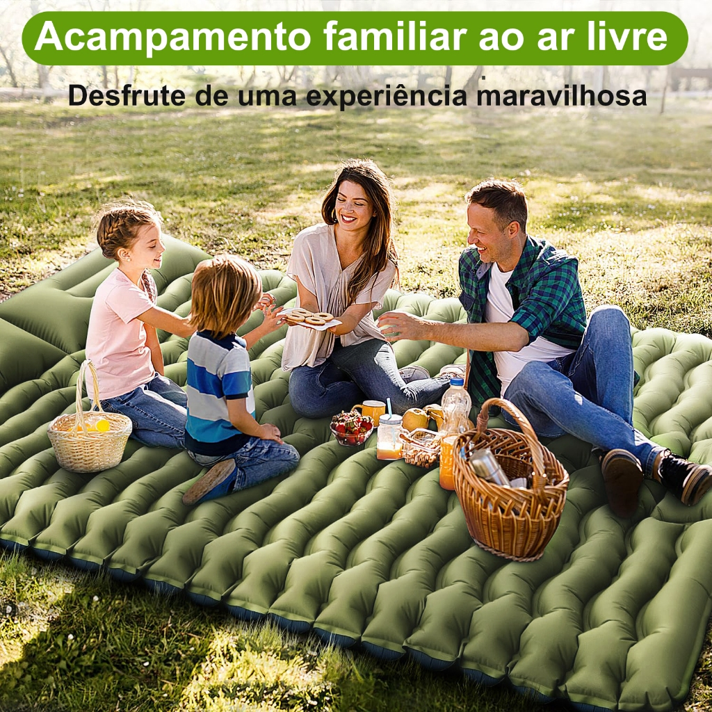 Colchão Inflável 203x136x10cm Automático De Casal Sleeping Pad Ar Externo Portátil De Acampamento