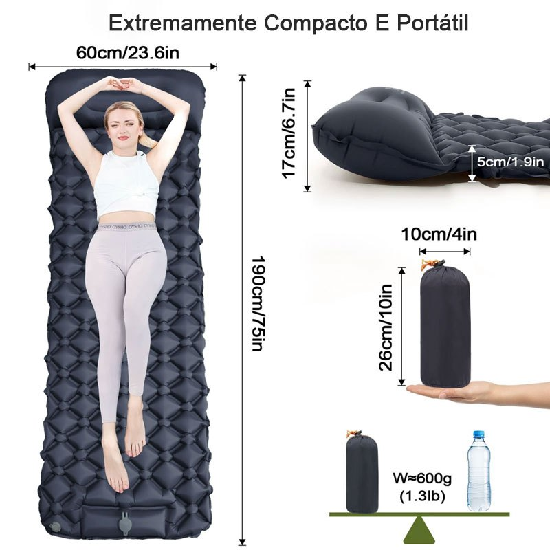 ColchãO Colchão Inflável De Acampamento Ao Livre Dormir Para Acampamento Com Travesseiro Almofada