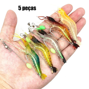 Isca artificial camarão com anzol Tucunaré Robalo Corvina