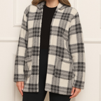 Casaco Feminino Teddy Xadrez Longo Ted Tedy Inverno Pelo de Carneiro Junina