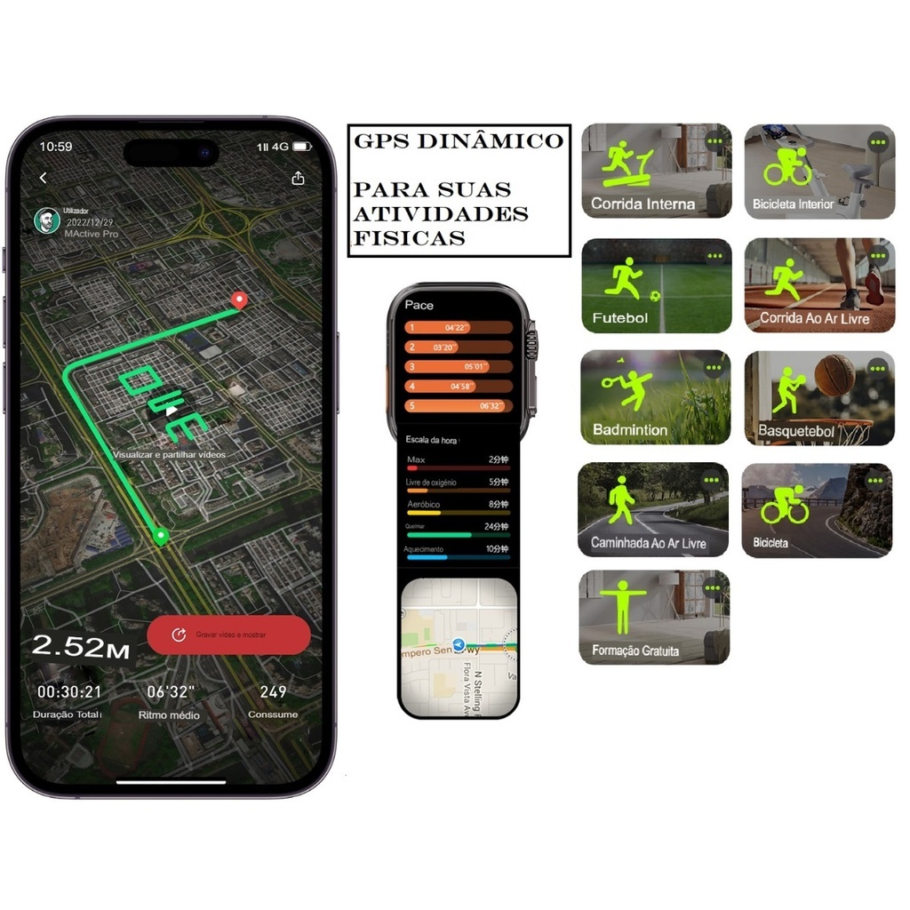 Smartwatch 10 Ultra Calculadora Cardíaca Monitoramento Da Frequência Relógio Inteligente
