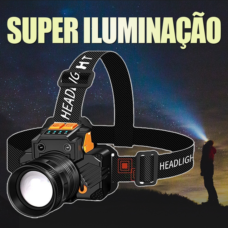 Lanterna De Cabeca Prova Dagua Farol De Cabeça Potente Forte Com Recarregável USB Pode dar zoom