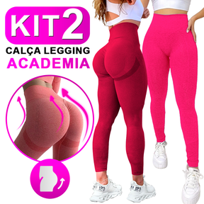 Kit Com 2 Calça Legging Feminina Academia Esportiva Fitness Cintura Alta Levanta Bumbum