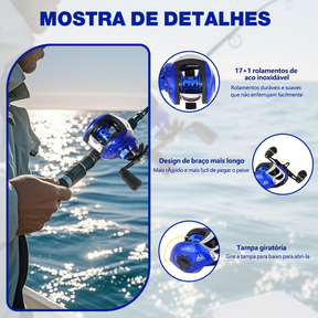 Kit Vara De Pesca Carretilha de Pesca Esquerda/Direito 17+1 Rolamentos JOYFOX