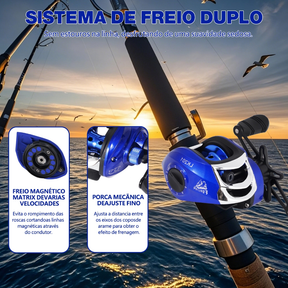 Kit Vara De Pesca Carretilha de Pesca Esquerda/Direito 17+1 Rolamentos JOYFOX