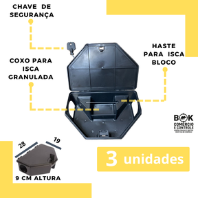 Kit 03 Porta Isca Com Chave para Proteção Para Crianças e Animais