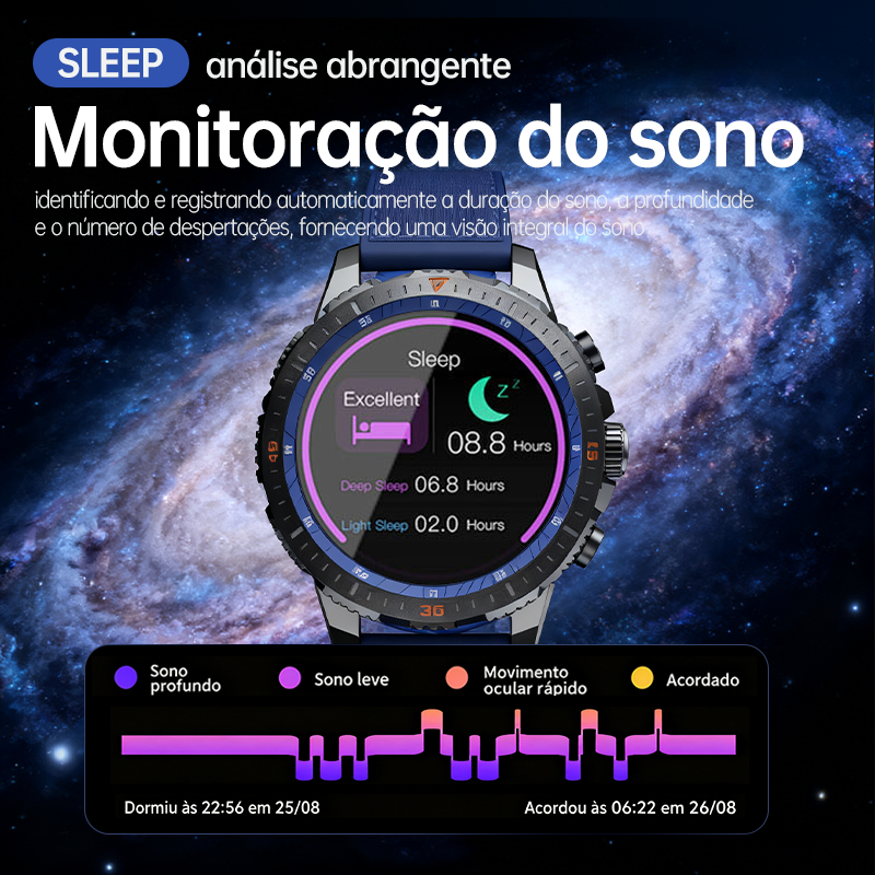 Relógio Smartwatch masculino AINUO N8 relógio inteligente esportivo monitoramento Nfc Android iOS