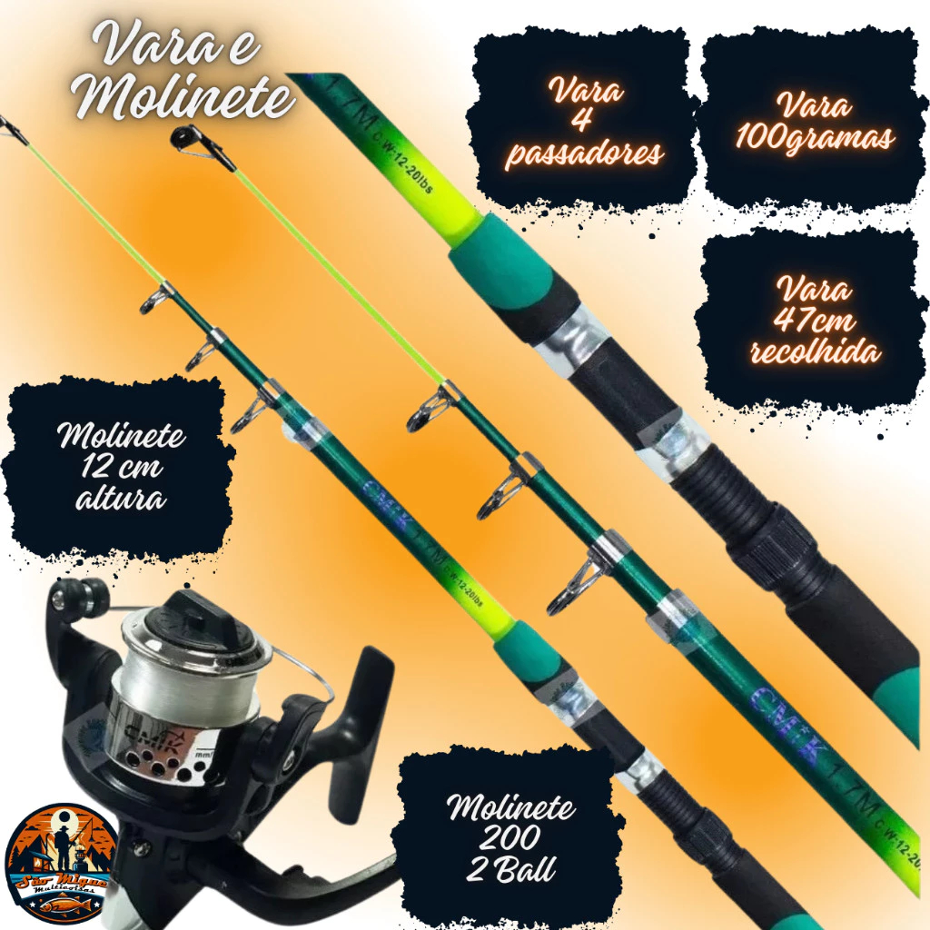 Mega Kit de Pesca Completo Varas Molinetes Caixa Maleta, com Anzóis, Boias, Chumbos e Iscas OU APENAS MALETA COM ACESSOR