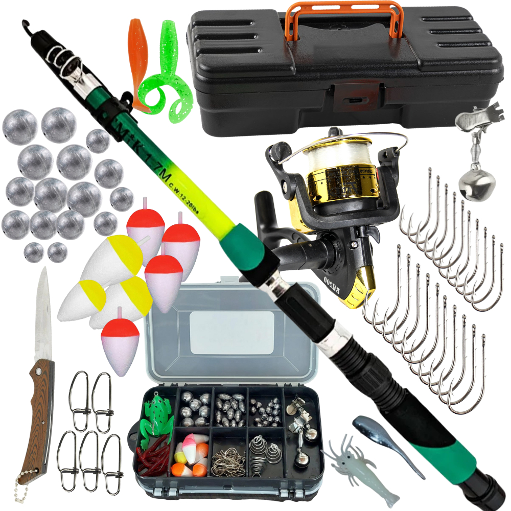 Mega Kit de Pesca Completo Varas Molinetes Caixa Maleta, com Anzóis, Boias, Chumbos e Iscas OU APENAS MALETA COM ACESSOR