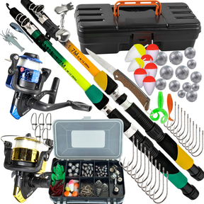 Mega Kit de Pesca Completo Varas Molinetes Caixa Maleta, com Anzóis, Boias, Chumbos e Iscas OU APENAS MALETA COM ACESSOR