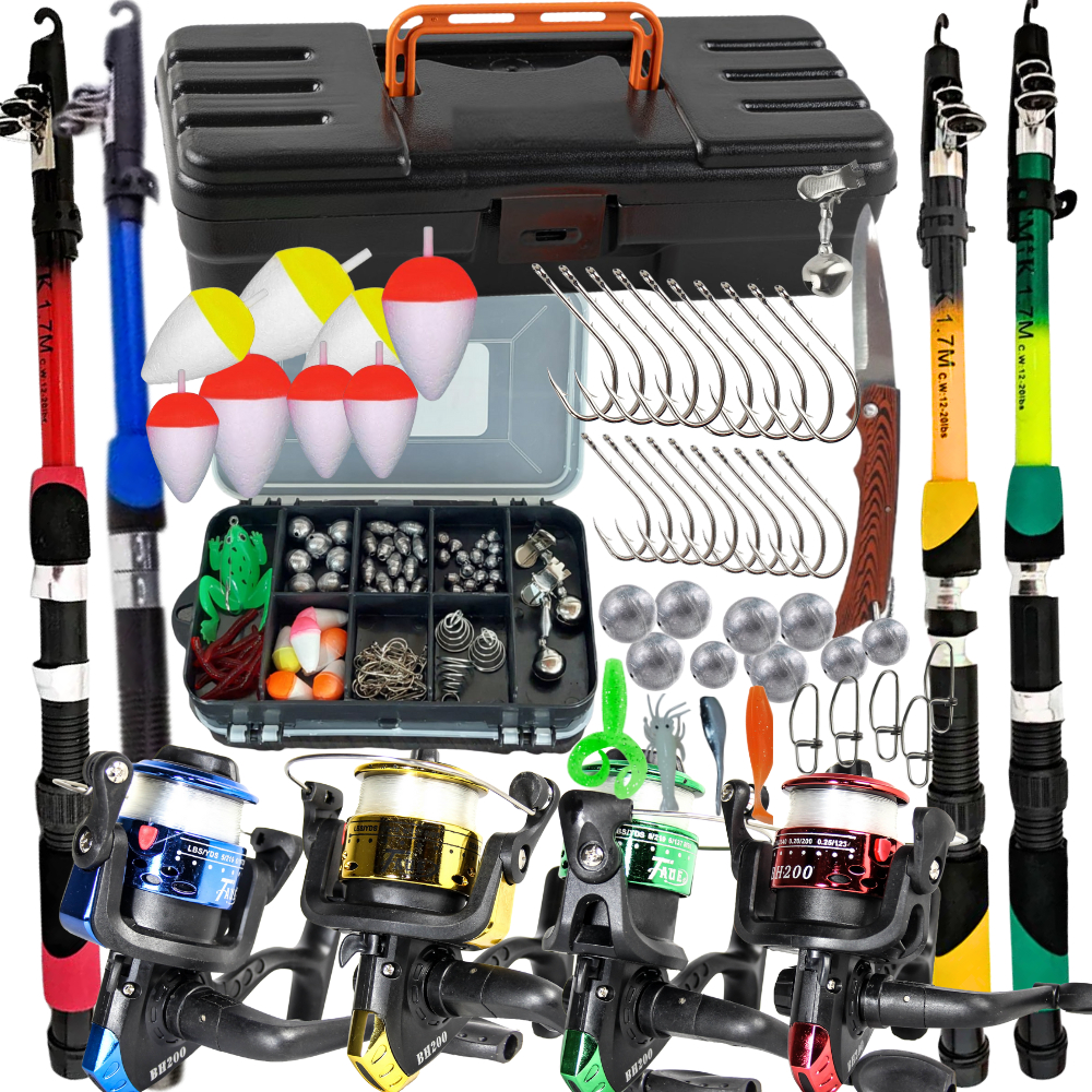 Mega Kit de Pesca Completo Varas Molinetes Caixa Maleta, com Anzóis, Boias, Chumbos e Iscas OU APENAS MALETA COM ACESSOR