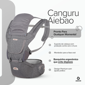 Bolsa Canguru Ergonômico Exclusive Protetor de Sol com Assento Bolsos Ajustável Aiebao