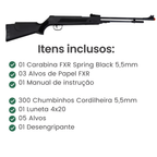 Carabina de Pressão Spring Black 5,5mm FXR + ESCOLHA SEU KIT