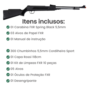 Carabina de Pressão Spring Black 5,5mm FXR + ESCOLHA SEU KIT