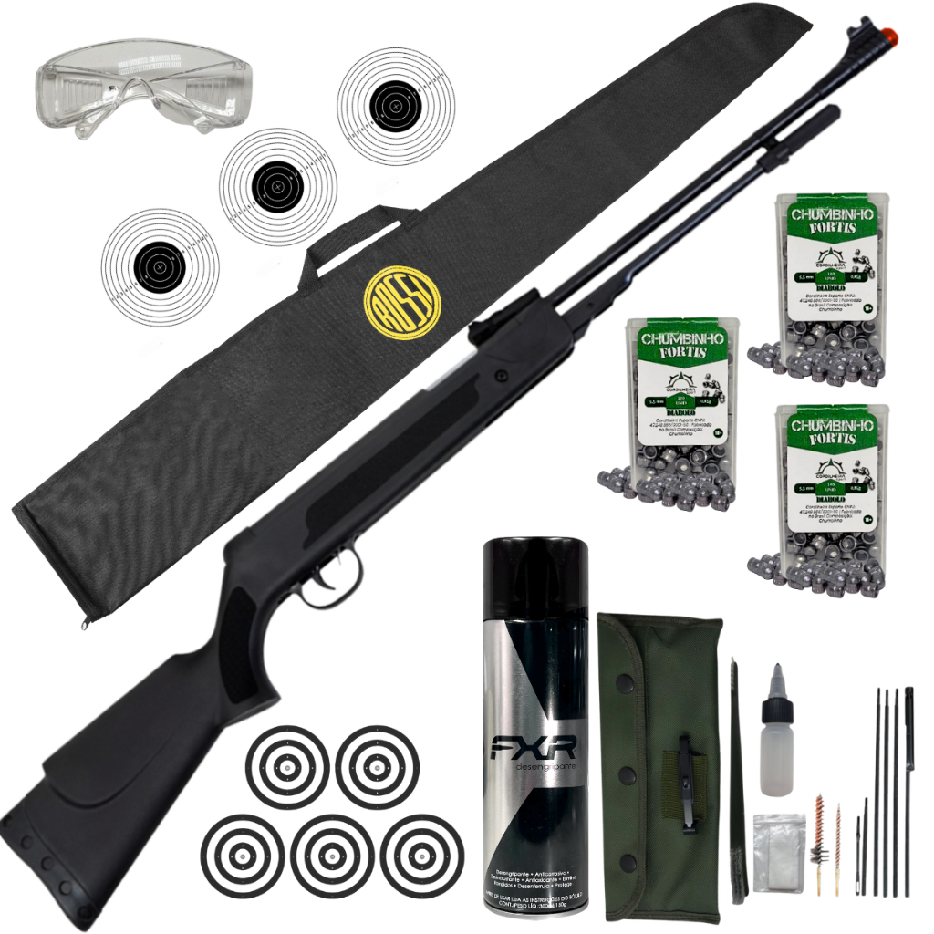 Carabina de Pressão Spring Black 5,5mm FXR + ESCOLHA SEU KIT