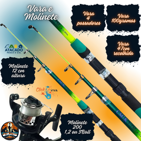 KIT PESCA COMPLETO 1 VARA 1 MOLINETE MALETA ACESSORIOS ESSENCIAIS PESCARIA BARATO