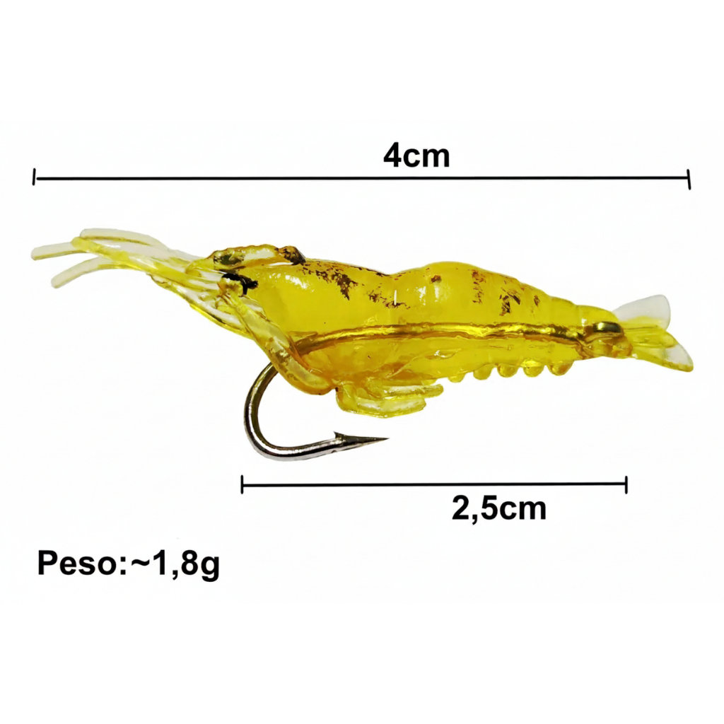 Iscas Artificiais Camarão Aromatizadas - Pintado, Robalo, Pacu, Corvina - Pesca Maritima e Agua doce