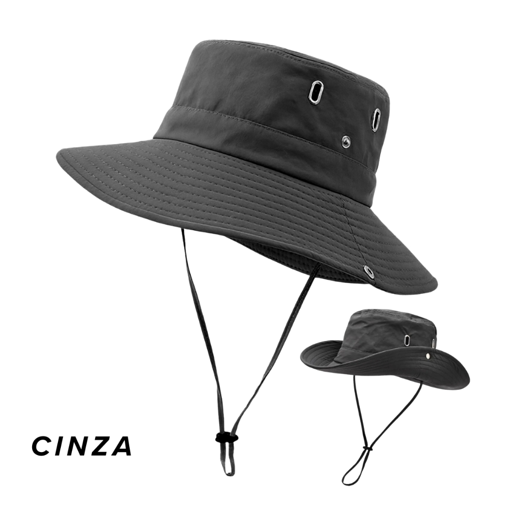 Chapéu de Sol Trilha Camping Masculino Feminino Tactel Proteção UV 50+ Dobrável Chapeu Camping