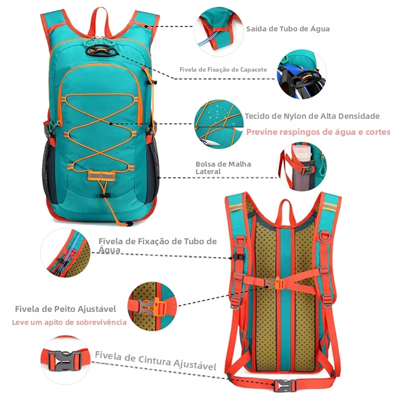 Mochila Multifuncional para Aventuras ao Ar Livre，Material À Prova D'Água，com Suporte para Capacete
