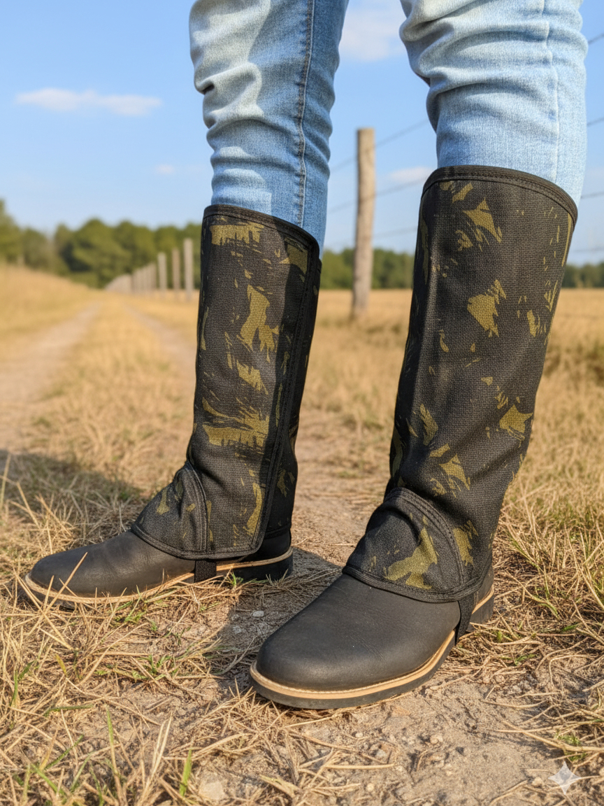 Par de Perneira De Lona Resistente Pernera Camuflada Proteção Trabalho Roça Montaria Impermeável