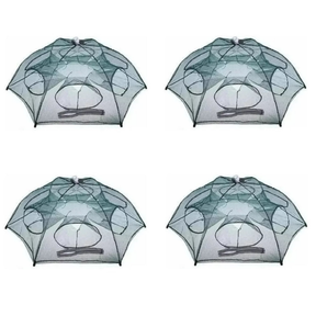 KIT 4 Armadilha de Pesca com 6 Entradas - Rede Retrátil 90x90 para Isca Viva, Camarões, Lambaris e Peixes Pequenos