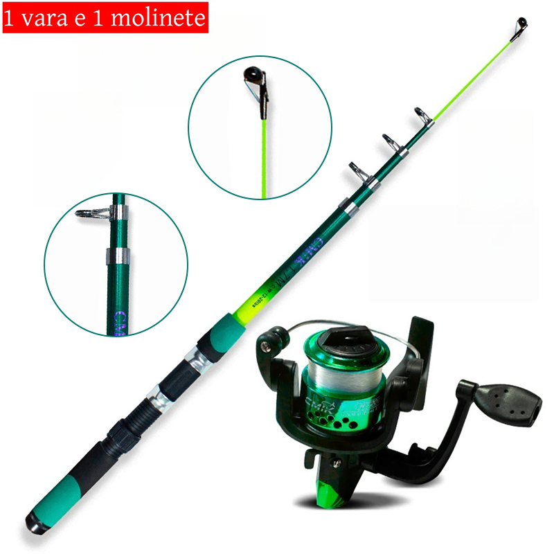 Kit 2 Vara De Pesca 60-120lbs Completa Com Molinete Esportiva Ao Ar Livre Robalo Portátil Com Linha