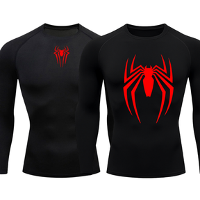 Kit 2 Camisetas Compressão Manga Longa Heróis Batman e Homem Aranha Camisa Proteção UV Masculina