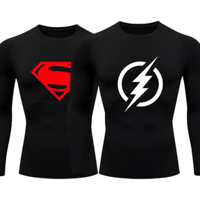 Kit 2 Camisetas Compressão Manga Longa Heróis Batman e Homem Aranha Camisa Proteção UV Masculina