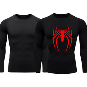 Kit 2 Camisetas Compressão Manga Longa Heróis Batman e Homem Aranha Camisa Proteção UV Masculina