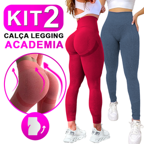 Kit Com 2 Calça Legging Feminina Academia Esportiva Fitness Cintura Alta Levanta Bumbum