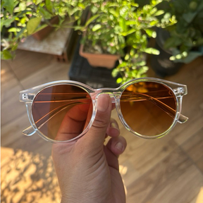 Óculos de Sol Retro Quadrado Unissex Proteção UV 400 Armação Transparente e Haste Pretas