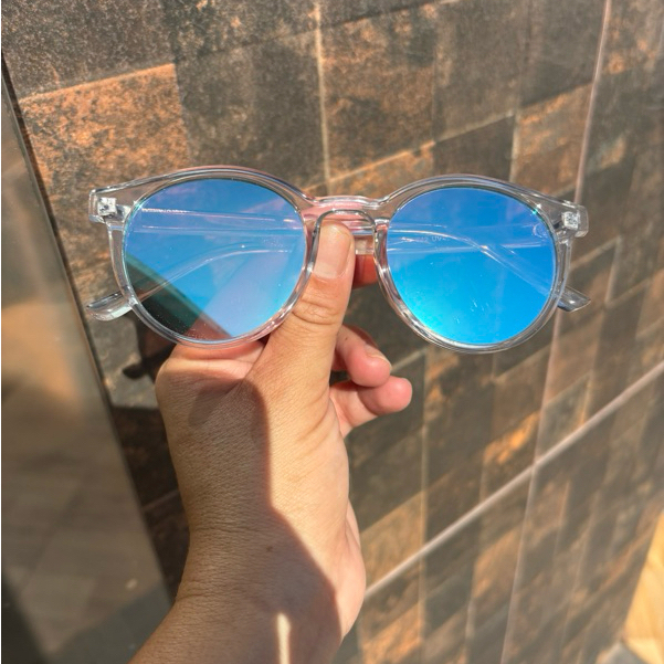 Óculos de Sol Retro Quadrado Unissex Proteção UV 400 Armação Transparente e Haste Pretas